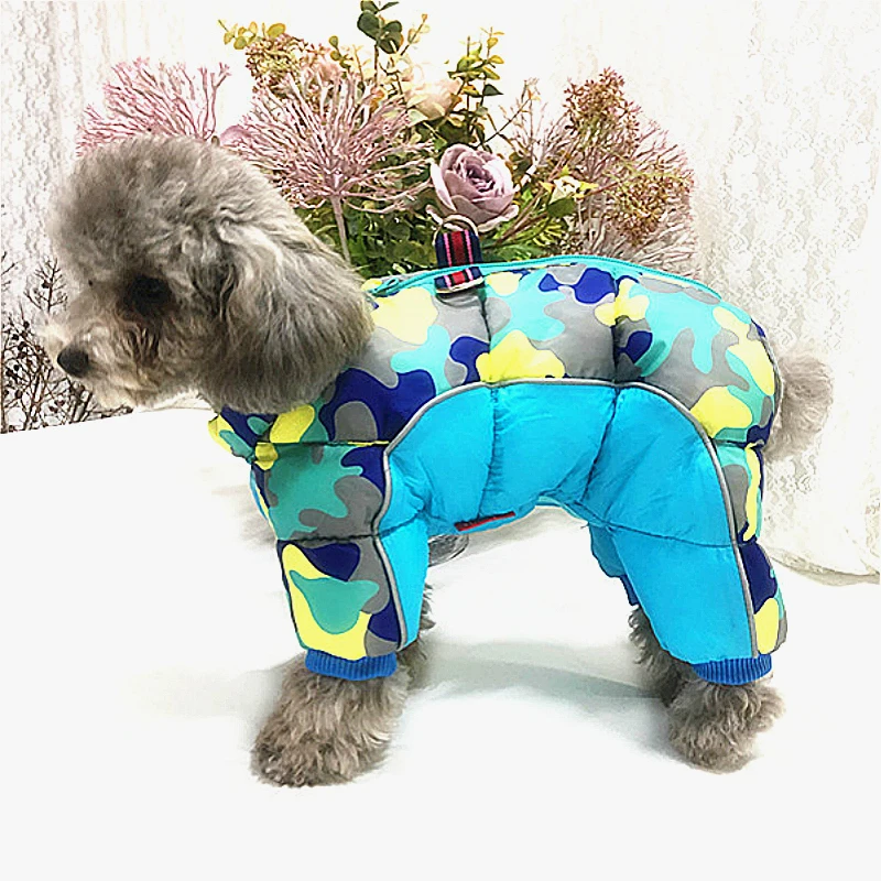 

Winter Dog Clothes Reflective Warm Dog Coat Jacket Waterproof Four Legs Clothing Samll Pet Chihuahua French Bulldog Outfits Vest