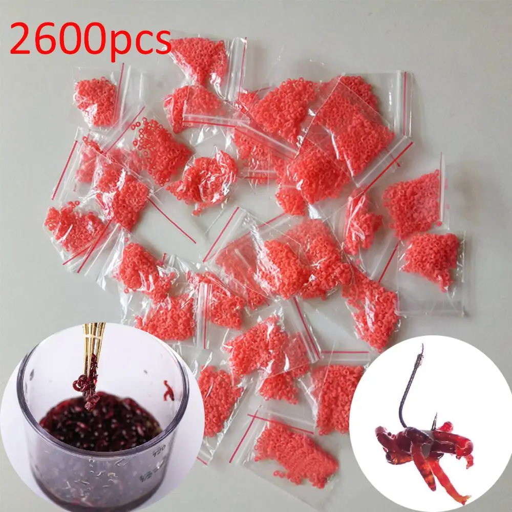 2600PCS/13bags Red Fishing Accessories Fish Tackle Rubber Bands For Fishing Bloodworm Bait Granulator Bait
