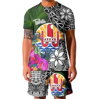 tahiti polynesia summer 3d printed mens t shirt shorts set mens sportswear tracksuit o neck short sleeve mens clothing suit