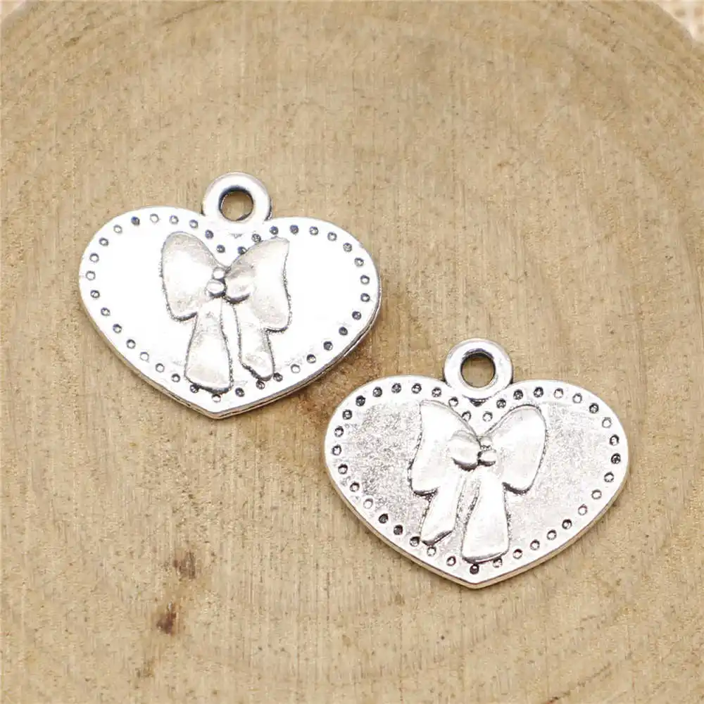

Earring Charms For Jewelry Making 20pcs Bow Charms 19x16mm Antique Silver Plated