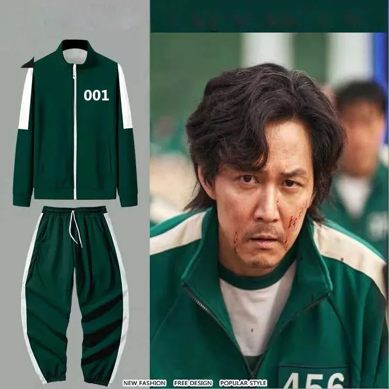 

Squid Game Men'S And Women'S Jackets Outfit Korean Lee Jung-Jae Same Sportswear 456 Autumn And Winter Stand-Up Collar Outfit 001