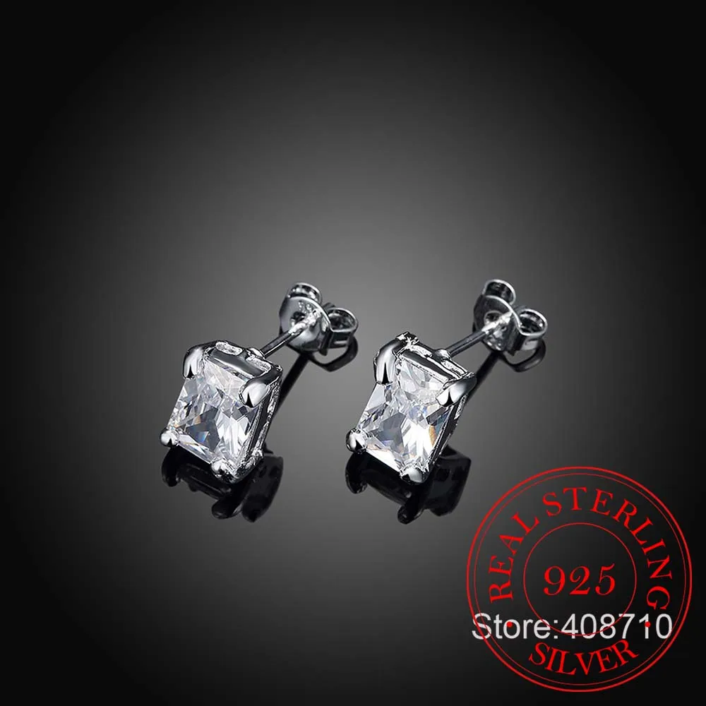 Женские серьги гвоздики с австрийским кристаллом прямоугольные из