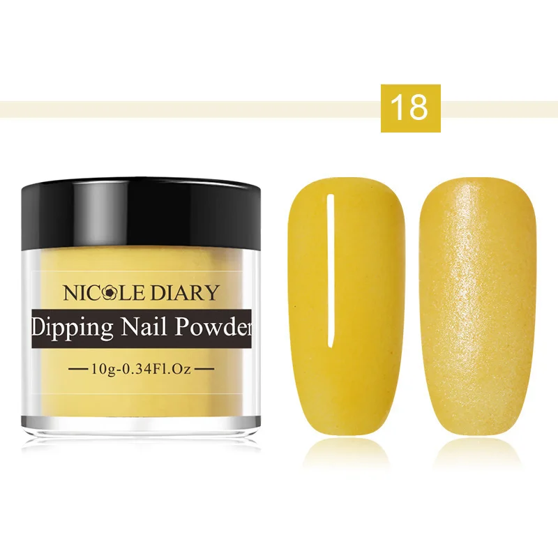 Color 18 NICOLE DAIRY 1 коробка 10 мл погружающаяся пудра для ногтей без лампы для лечения естественного сухого погружения пудра для ногтей гель для ногтей блестящая пудра для ногтей - Цвет: Color 18