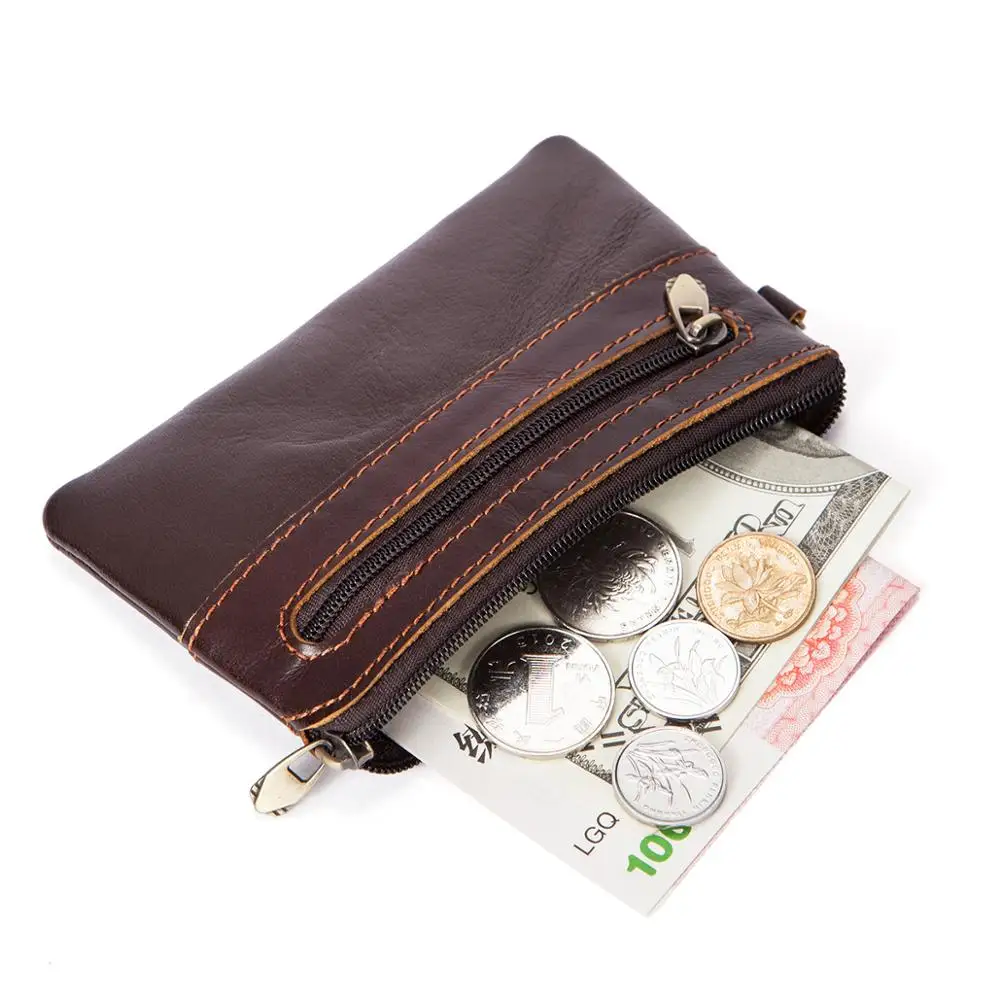 Женский маленький портмоне Дамский кошелек из воловьей кожи на молнии для