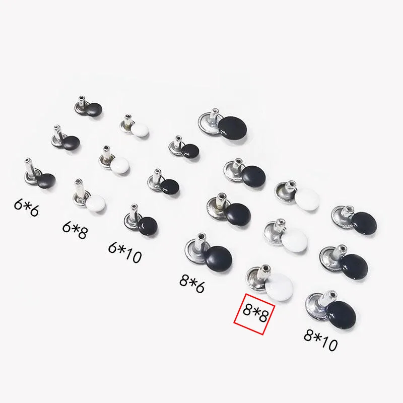 

100 Sets/Batch Foot Length 8mm Black And White Double Sided Rivet Leather Accessories Diy Leather Craft Rivet Accessories