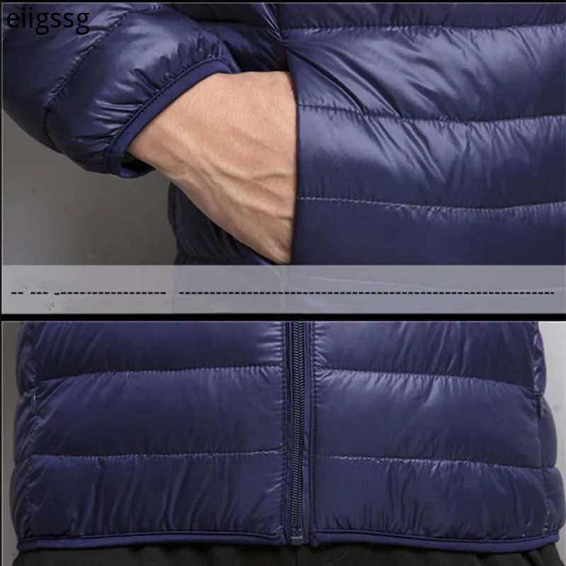 Autumn New Men's Fashion Boutique Solid Color Light and Thin Casual Hooded Collar Down Jacket / Mens Casual Down Coat