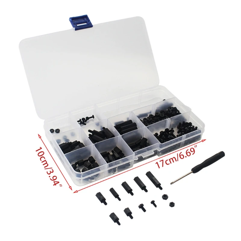 

210pcs M2.5 M3 Nylon Screw Kit DIY Robot Car Electronic Projects Mechanical Accessories Fixing Device for Raspberry Pi 4B/3B+/3B