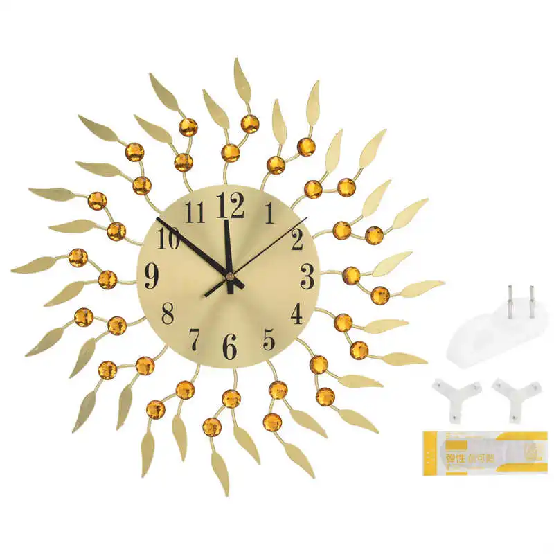 

Decorative Clock Wall Clock Flower Iron Mute Quartz Hanging Decorative Clock for Living Room Decoration Metal Wall Clock