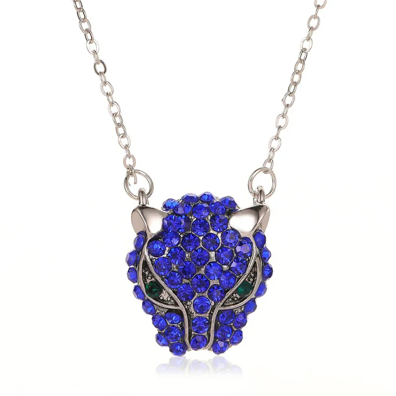 Подвеска &quotПантера&quot ожерелье красные синие зеленые стразы животное Гепард