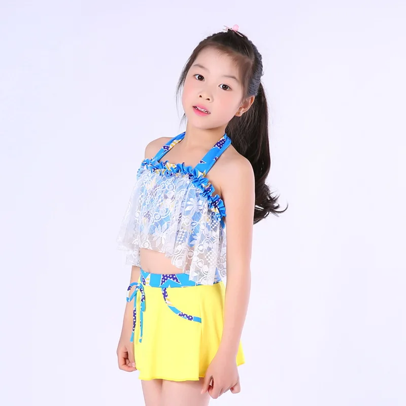 Детское синее/красное/темно синее бикини с лямкой на шее детский купальник из 2