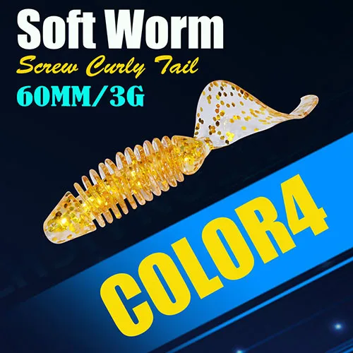 

60mm 3g 6pcs/lot Screw Tail Soft Grub Fish Lure Jerkbait Wobbler Silicone Baits Jigging Capuchin Maggots Fishing Cn(origin)