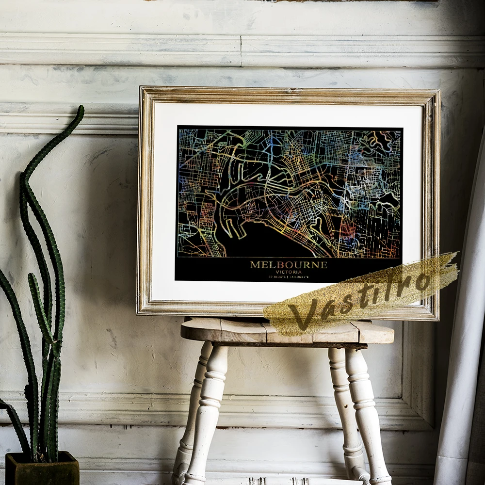 Плакат с картой мира карта австралийского города художественные принты Мельбурн