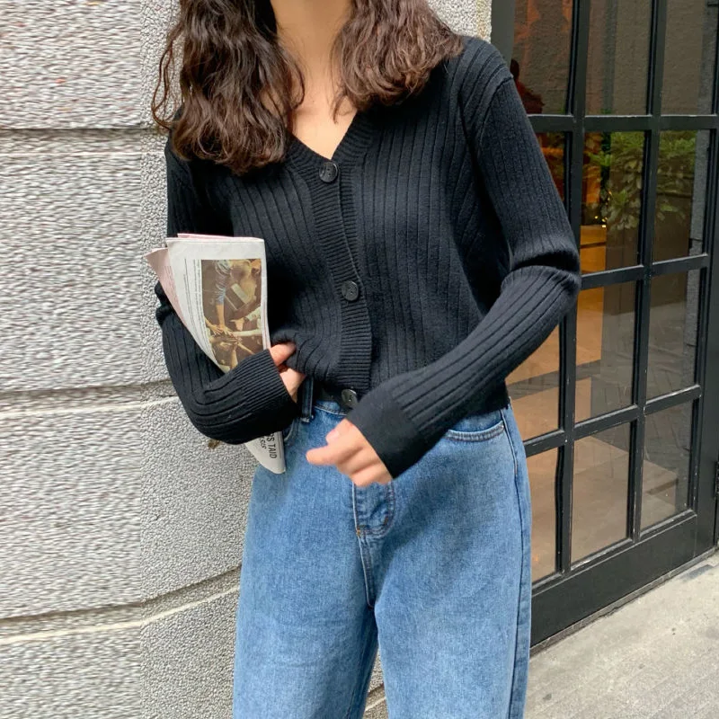 

Женские кардиганы 2021, модные облегающие вязаные свитера, свитер на пуговицах с длинным рукавом, Осень-зима, Женский Теплый кардиган, верхняя...