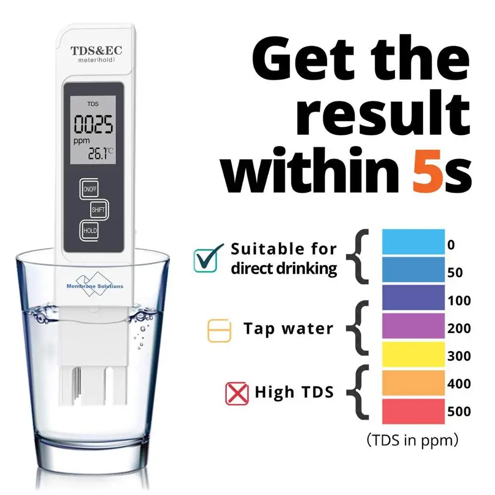 Цифровой тестер качества воды TDS EC измеритель диапазона 0 9990 многофункциональный