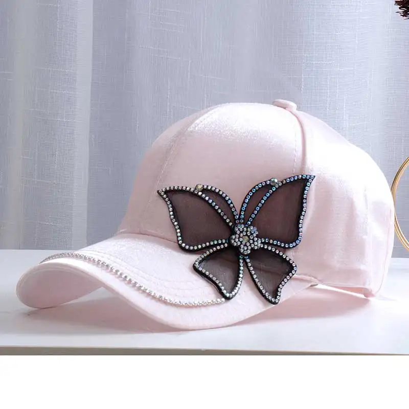 Бейсболка женская летняя из шелка с козырьком и бабочкой | Аксессуары для одежды
