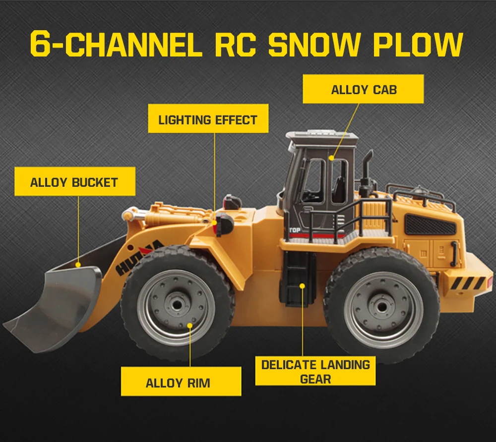 Huina 1586 RC Bulldozer Alloy Casting Snow Plow Truck 1:18 Remote Radio Control Engineering Vehicle Eletric Cars Trucks Tractor enlarge