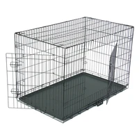48 pet kennel cat dog folding steel crate animal playpen wire metal lock easily with a slide bolt latch with a durable black