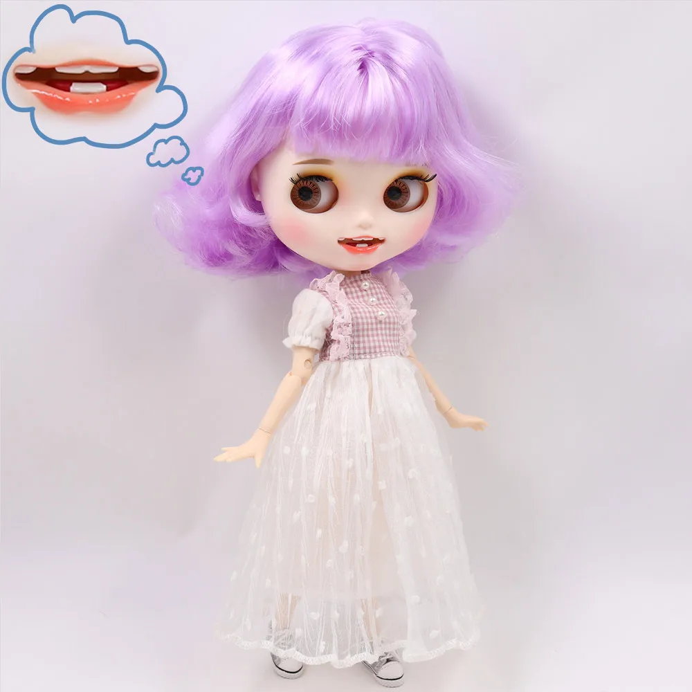 

ICY DBS Blyth Doll No.BL7008 Purple hair Carved lips Canine teet matte face Joint body 1/6 bjd ob24 anime girl