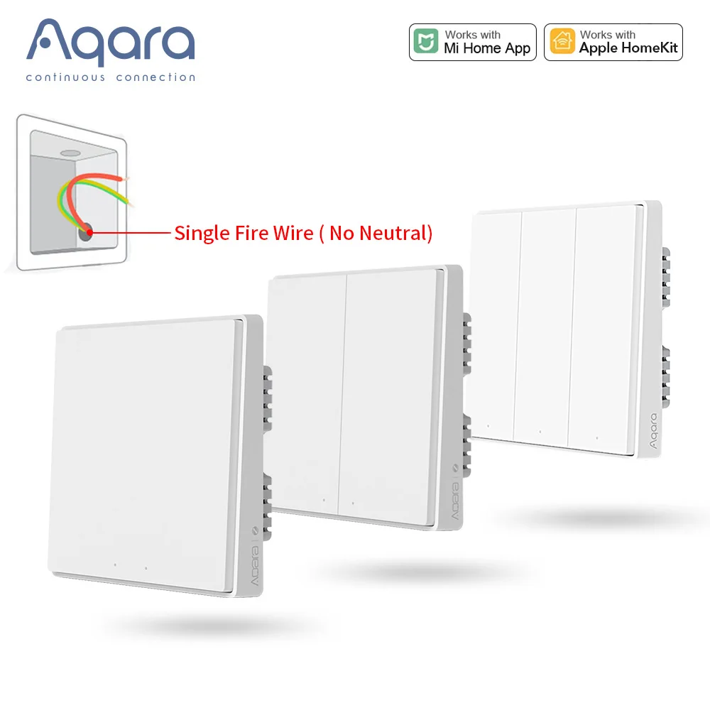 

Настенный выключатель Aqara D1, умный выключатель с голосовым управлением, с одним пожарным проводом, Zigbee, работает с приложением Apple Homekit