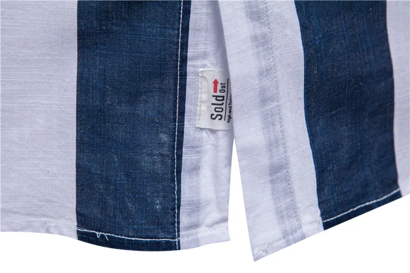 

NEGIZBER 100% Cotton Striped Linen Shirt Men Short-sleeved Fashion Suit Collar Beach Shirt for Men 2021 New Men Summer Shirts