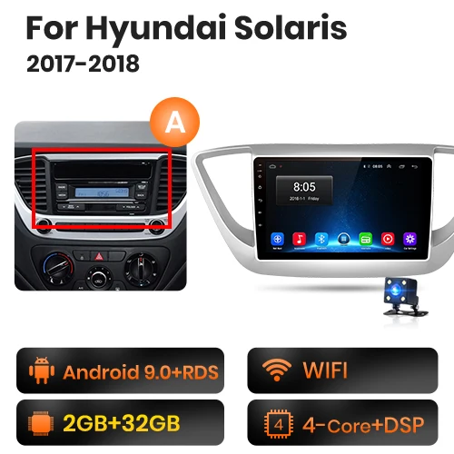 2-32GB WIFI-A AWESAFE PX9 для hyundai Solaris Verna автомобильный Радио Мультимедиа Видео плеер gps No 2din 2 din Android 9,0 2G+ 32G - Цвет: 2-32GB WIFI-A