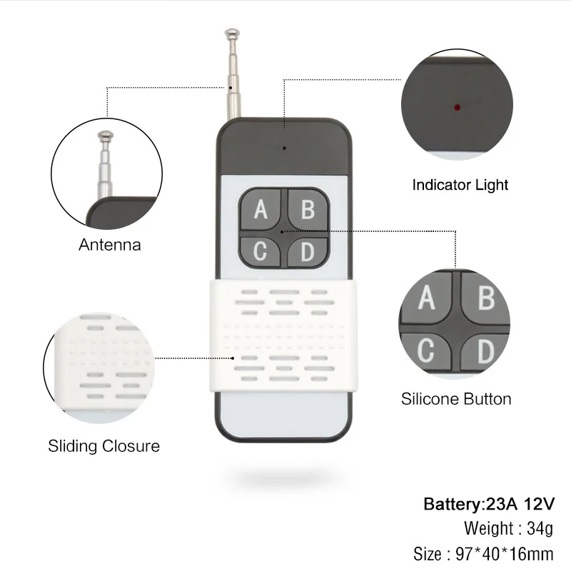 Беспроводной Радиочастотный пульт дистанционного управления 433 МГц 12
