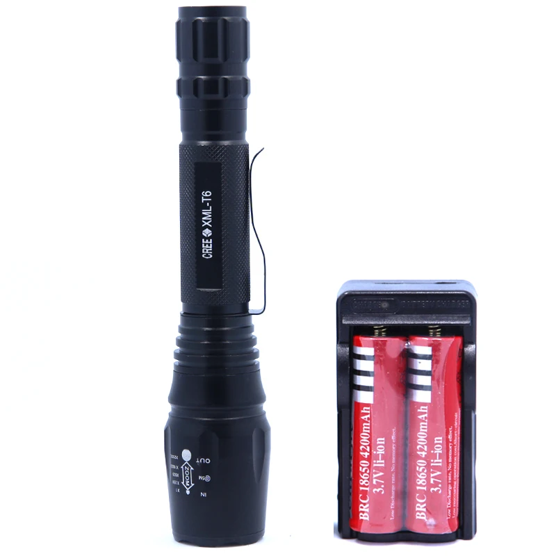 

3800LM 5-Modes XM-L T6 LED Flashlight Torch Zoom Lamp Light Use 2x18650 Batteries Double slots travel Charger