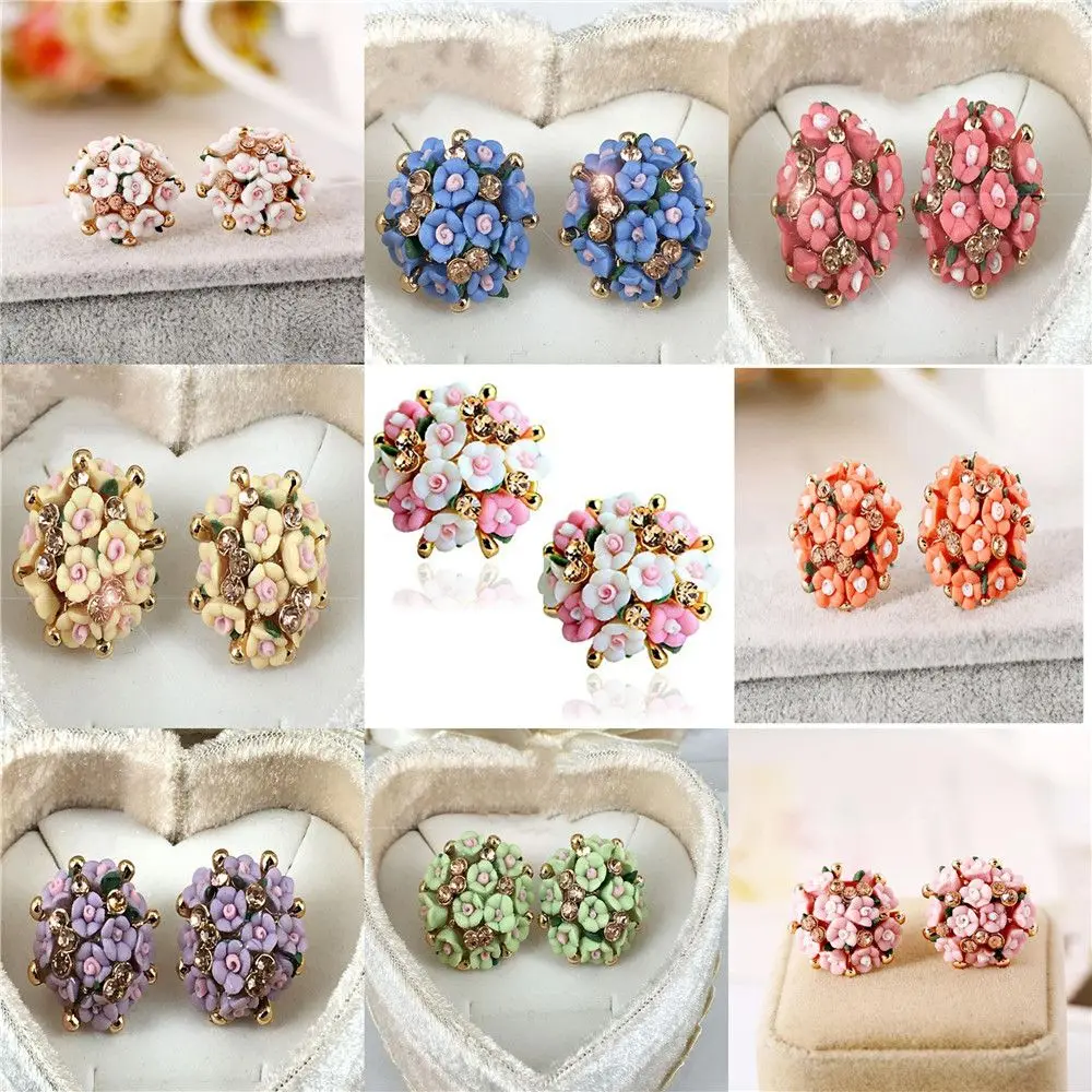 

Fashion Personalized Porcelain Alloy Flower Cluster Ear Nail Earrings Ear Stud