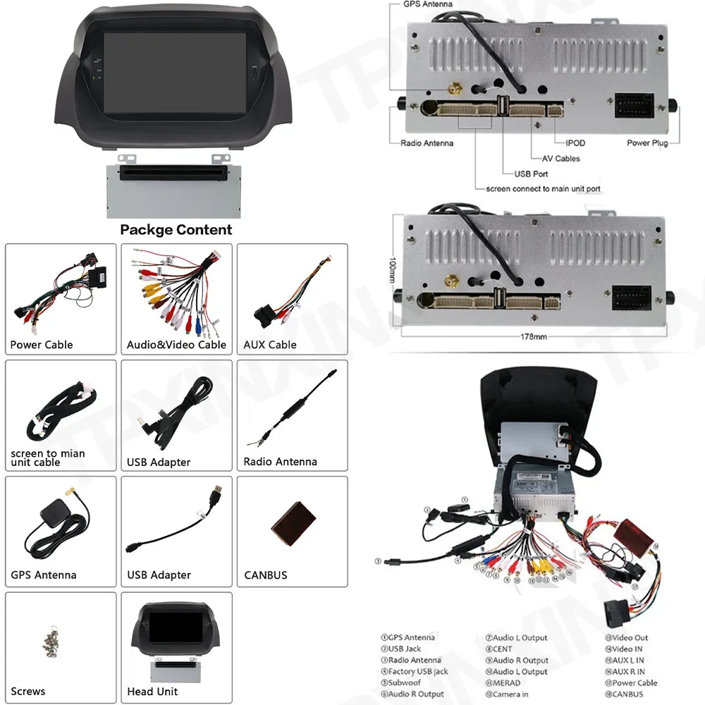 

For Ford Fiesta 2013 -2016 Android 10.0Car GPS Navigation Player Car Multimedia Player Head Unit Tape Recorder IPS DSP 4+64GB