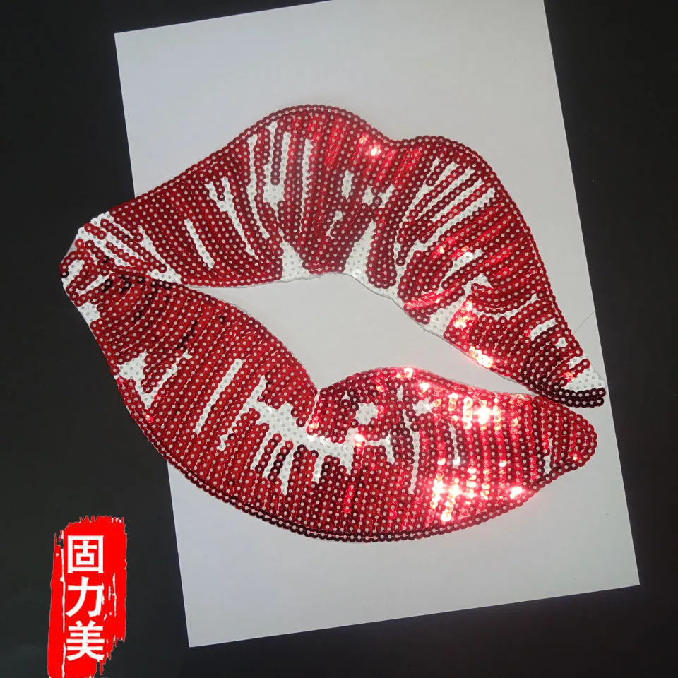 1 шт. сексуальная розовая серебристая металлическая нашивка с блестками для губ