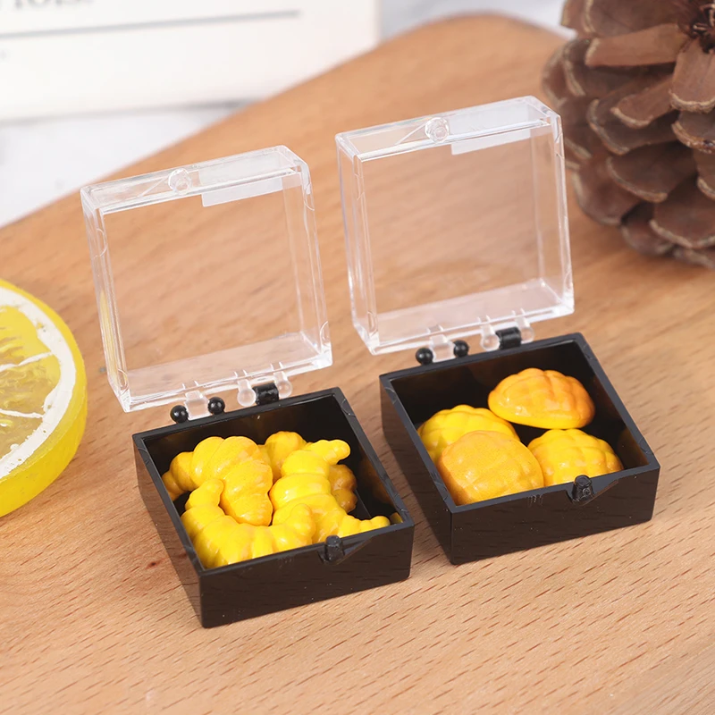 

New 1Set 1/12 Dollhouse Miniature Bread Basket Boxed Croissants Simulation Food Model Toys For DollHouse Decoration