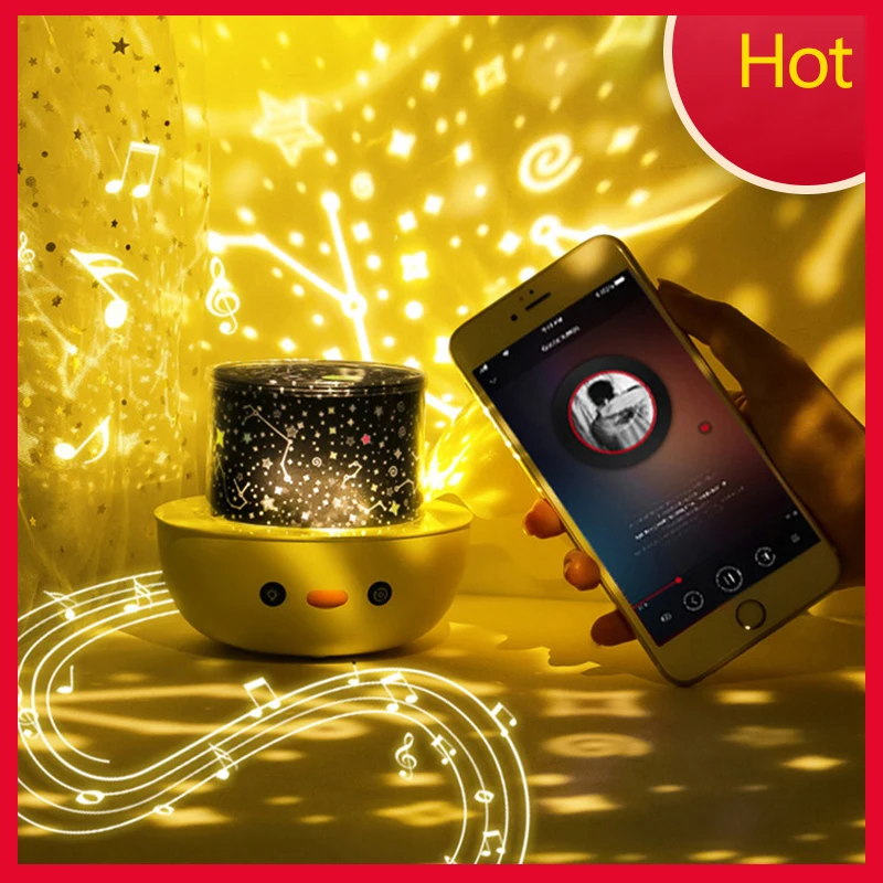 

Crown Duck LED Night Light 6 Kinds Starry Sky Projection Lamp Creative Music Atmosphere Light Kids Gift Bedroom Decoration