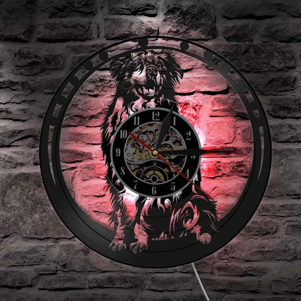 Buy Relógio australiano de parede com iluminação em vinil para cachorros, relógio de parede decorativo aussie, filhotes de cachorro, decoração para pet shop com retroiluminação