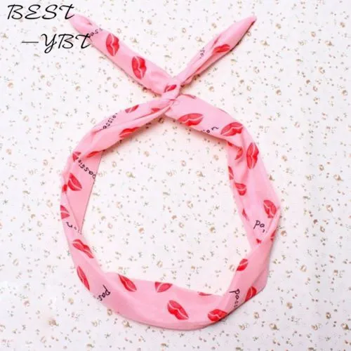 Lovely Kids Girls Lady Bow Headwear Hair Bands Hoop Rabbit Ear Wrapped Headband Party Wire Scarf Accessories | Детская одежда и