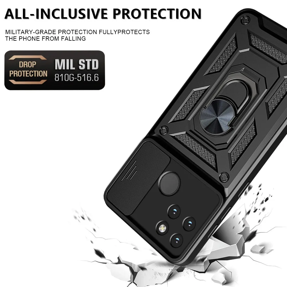for oppo realme c21y case slide camera armor shockproof phone cases for realme c21y c21 y rmx3261 metal magnetic ring back cover free global shipping