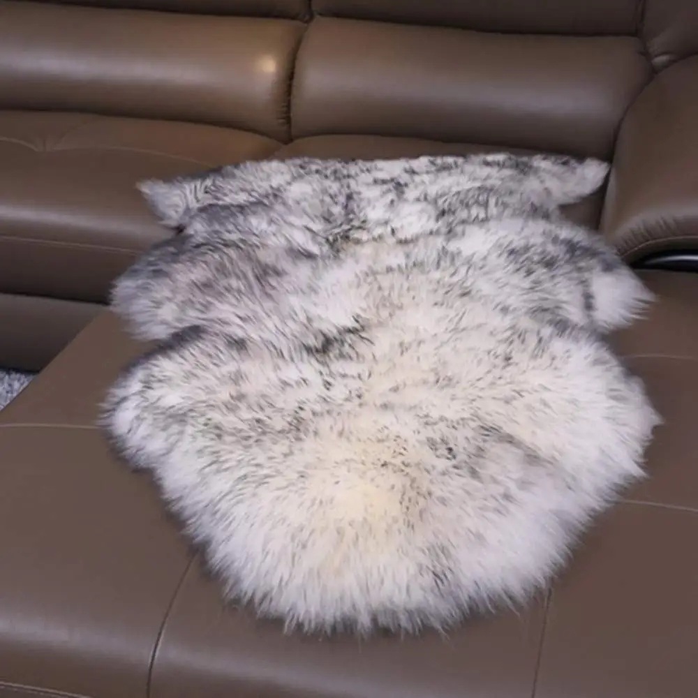 White Grey HUAHOO чехол для сиденья из натуральной овчины ковер из натуральной овчины одеяло белый натуральный мех(1 P/2ft x 3ft - Цвет: White Grey