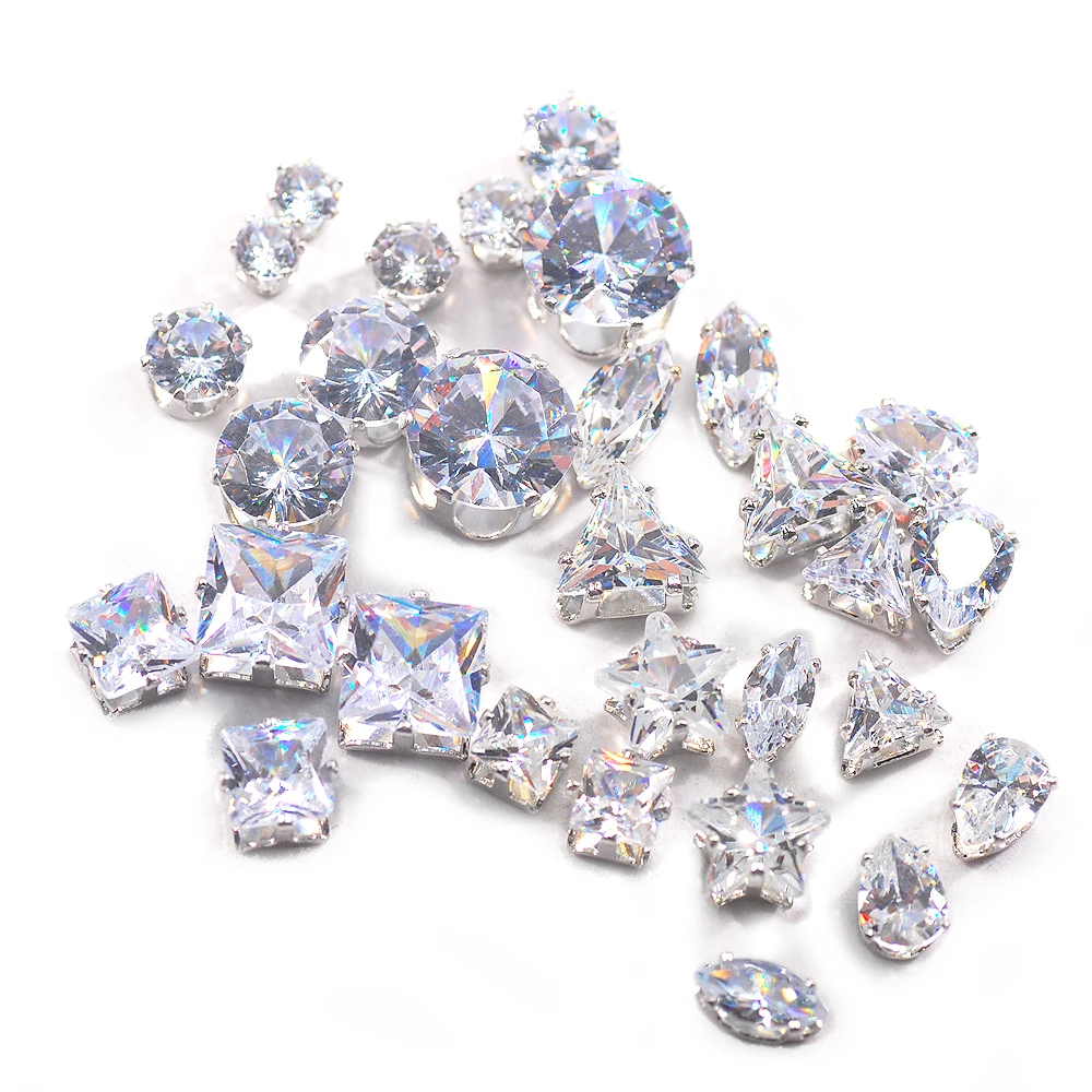 Принадлежности для шитья прозрачные кристаллы разных форм AAA + фианиты с