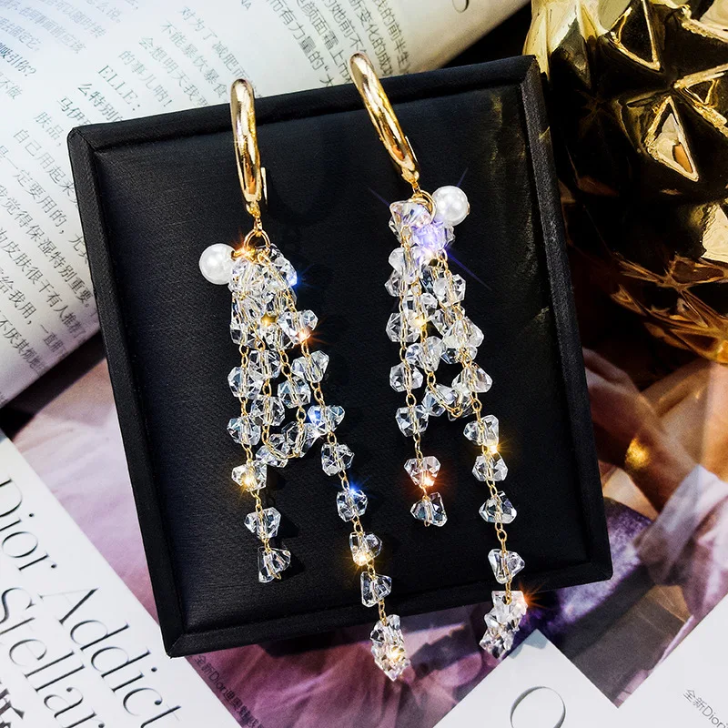 2019 New Korean Fashion Circle Winding Eardrop Elegant Crystal Sweet Wind Earrings Long Tassels Personality For Women | Украшения и