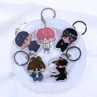 1 pcs kpop bangtan boys cartoon keychain new character image bag accessories keyring fans collection for jk