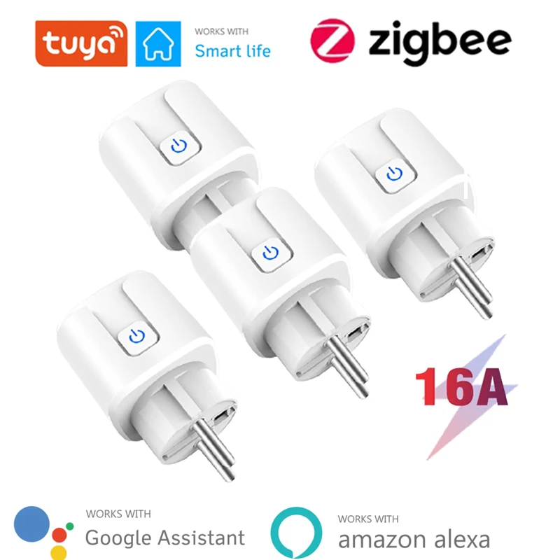 

Tuya Zigbee EU Smart Plug 16A 220V Adapter Wireless Remote Voice Control Power Monitor Timer Socket For Google Home Alexa
