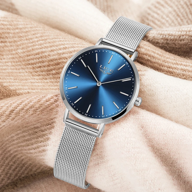 Кварцевый механизм высокое качество ультра-тонкий циферблат женские часы LIGE