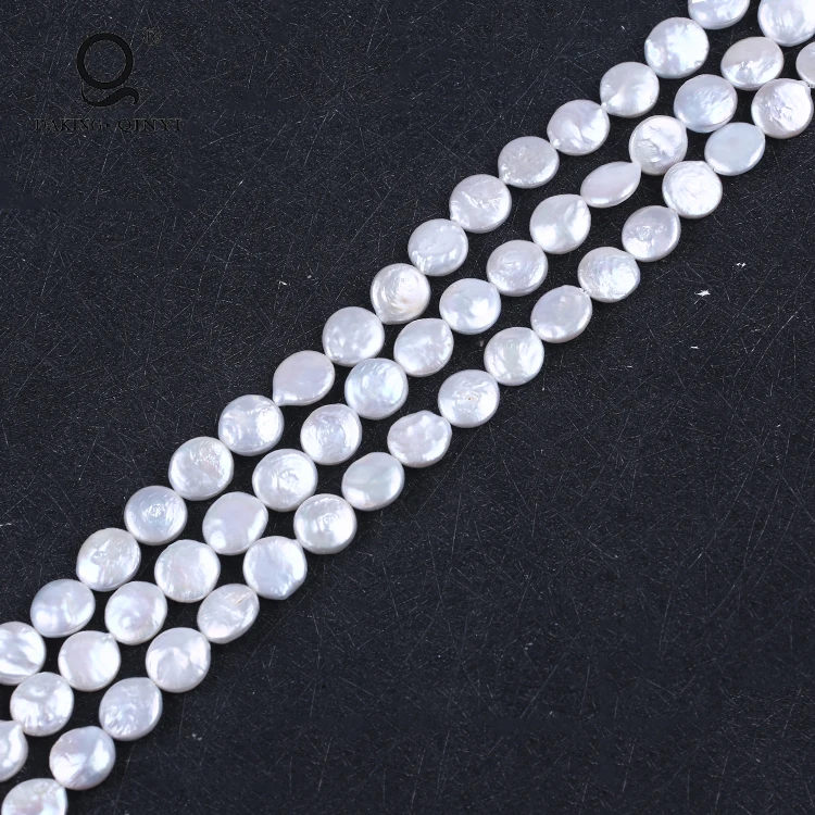 

9-10mm White Big Size Coin Shape Natural Freshwater Loose Pearl In Bulk