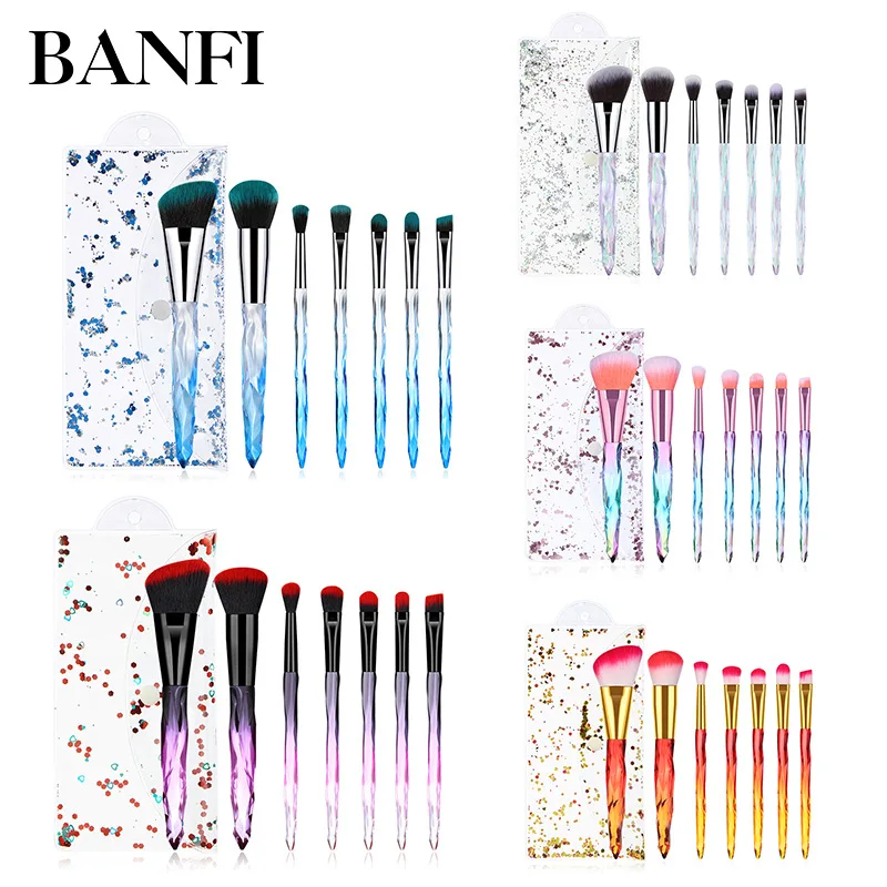 

5/7PCs Makeup Brushes Set Crystal Handle Foundation Powder Concealer Eyeshadow Women Beauty Cosmetic Tools Make-Up Brushes Kit