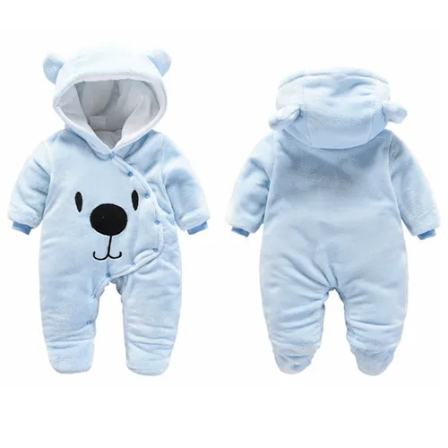 blue bear Одежда для маленьких девочек зимняя толстовка с капюшоном для новорожденных, детские комбинезоны из полиэстера, комбинезон для маленьких мальчиков, верхняя одежда для альпинизма, комбинезон для малышей от 3 месяцев до 12 месяцев - Цвет: blue bear