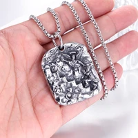 stainless steel vintage angel relief pendant necklace punk rock biker jewels necklaces with 60cm chain