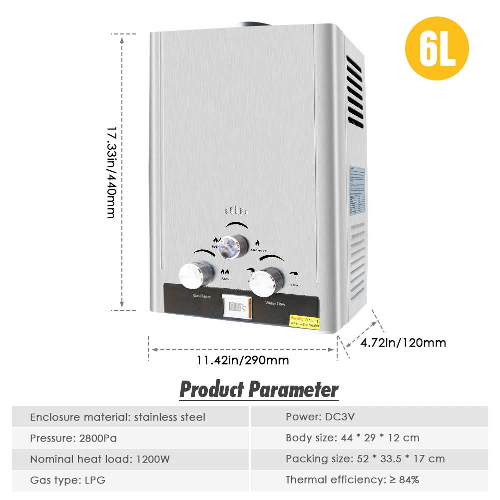 газовый бойлер кемпер Портативный водонагреватель 6 л LPG безрезервуарный