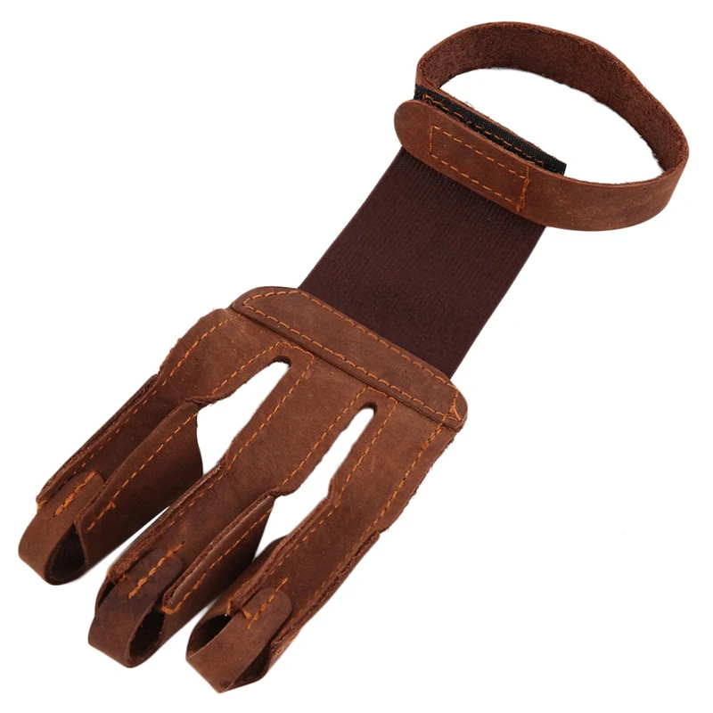 1Pcs Outdoor Hunting 3 Three Finger Protector Guard Cow Leather Archery Glove Shooting Hand Bow Accessories | Спорт и развлечения