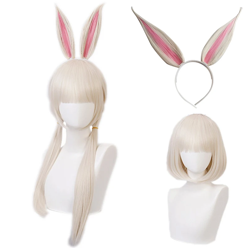 

Anime Beastars Wigs Haru Cosplay Wig White Rabbit Ears Long Wigs Short BOBO Hair Halloween Party Cosplay Props Girls Headdress