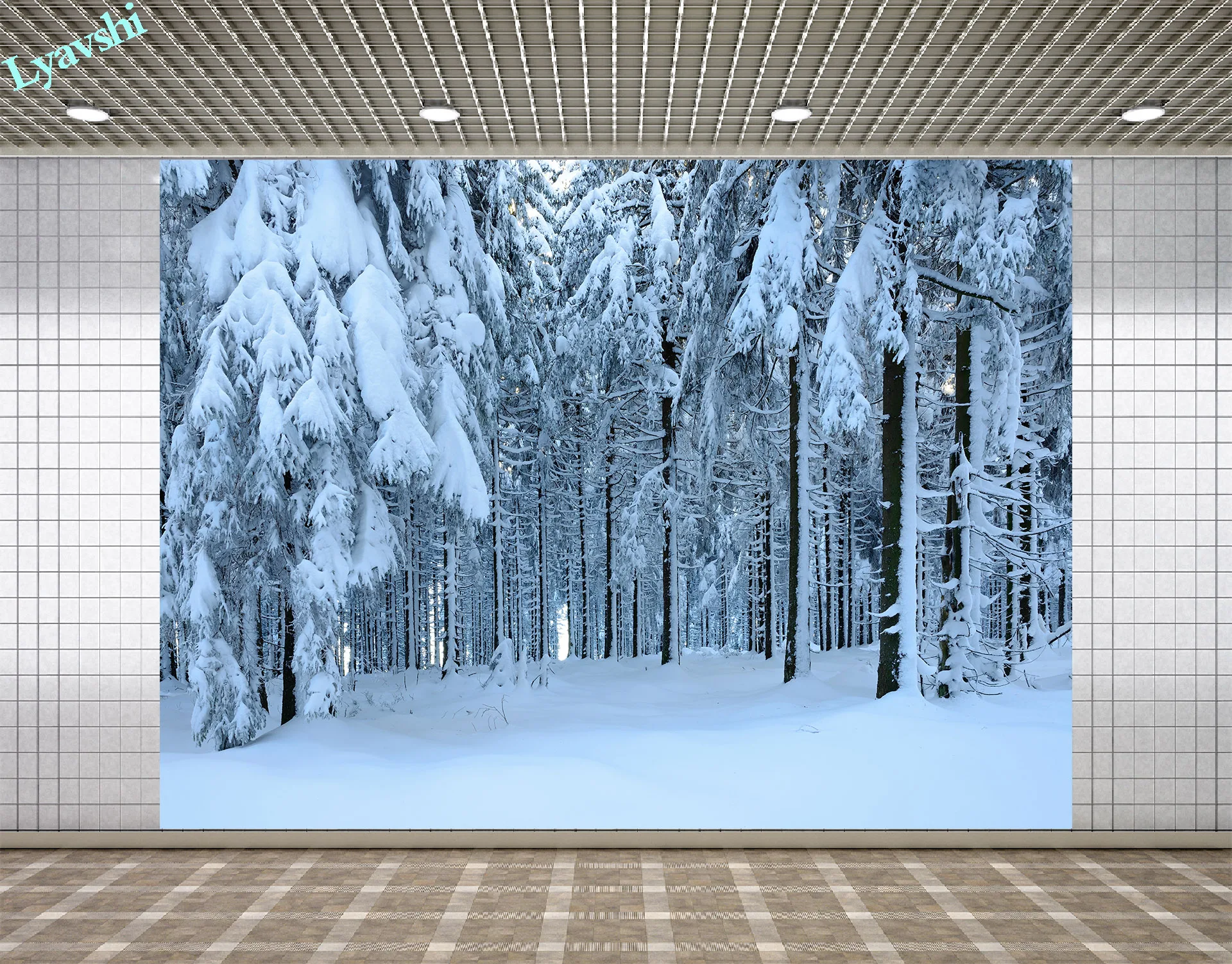 Lyavshi фотографии фоном зимний Снежный Соснового Бора Рождественский фон для