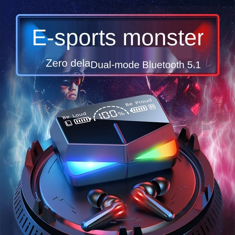 

OIMG M28 Беспроводная бинауральная игровая TWS гарнитура с низкой задержкой и изображением курицы 5,0 Bluetooth гарнитура с эффектом лихорадки беспро...